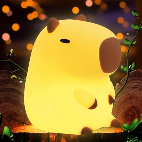 Pipihome Capybara Nachtlicht Kinder, Capybara Lampe mit Touch-Steuerung, LED Capibara Sachen Nachtlicht für Kinderzimmer Nachttischlampe für Frauen, Teenager, Mädchen, Babies