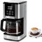 Aigostar - Cafetière filtre Programmable 24h, Capacité 1,5L, Écran LCD, Cafetiere electrique 14 tasses, acier inoxydable, 1000W, Réglage intensité, Anti-goutte, AutoClean, Maintien au chaud, Noir