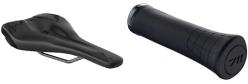 SQlab Unisex – Erwachsene 6OX Ergowave Active 2.1 MTB Gravity & E-Performance Fahrradsattel, Schwarz, 15 cm & Unisex – Erwachsene 711 2.0 Fahrrad Griffe, Schwarz, L