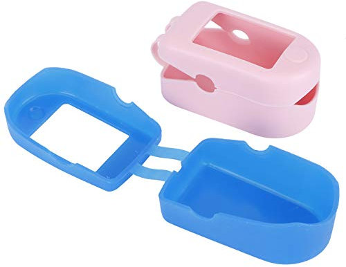 2 Stück Tragbare Silikon Oximeter Hülle Schützt das Oximeter vor Bruch, Geeignet für Reisen, und Leicht (blau+rosa)
