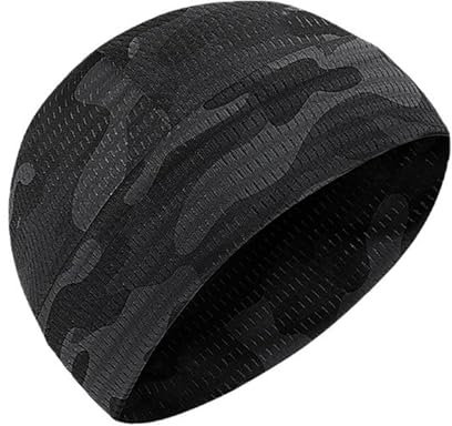 SSKHE Radsport-Kappe, Stretch-Laufkappe, atmungsaktiv, Sportmütze, Beanie, kühlender Helm, harte Mütze, Futter für Männer und Frauen, Camouflage schwarz, Einheitsgröße