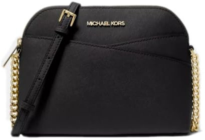 Michael Kors Jet Set Medium Crossbody Leder Handtasche, Schwarz/Gold
