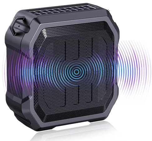 Portable Bluetooth Speaker with Solar Charging, Bike Speaker with Flashlight, Wireless Speaker with FM Radio, 480 Mins Playtime, Compact Size, Bluetooth 5.3, Perfect for Bicycle Riding, Hiking, and Ou