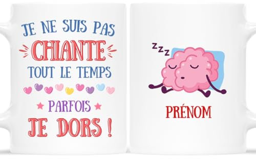 𝗖𝗔𝗗𝗘𝗔𝗨 𝗣𝗟𝗨𝗦 Mug Personnalisé Prénom - Je Ne Suis Pas Chiante - Cadeau Femme Original, Tasse à Café Originale, Mug Humour, Mug Rigolo Femme, Tasse Rigolote Femme, Mug Humoristique Femme