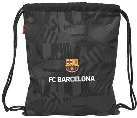 Safta FC Barcelona Black Sport-Rucksack, Kordelzug, Rucksack, ideal für Kinder verschiedener Altersgruppen, bequem und vielseitig, Qualität und Widerstandsfähigkeit, 35 x 45 cm, Schwarz, Schwarz,