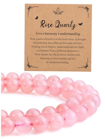 CrystalTears 8mm Rose Quartz Crystal Beads for Jewellery Making 96pcs Natural Pink Round Stone Beads Loose Gemstone Beads for Bracelet Making Crafting DIY Necklace Earrings Gifts for Women Girls