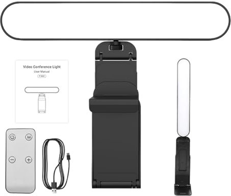Luce per videoconferenza, 24 x 18,4 cm, luce video con 40 LED, luminosità regolabile, rotazione a 360°, luce per monitor del computer per videochiamate, illuminazione per videochiamate per interviste