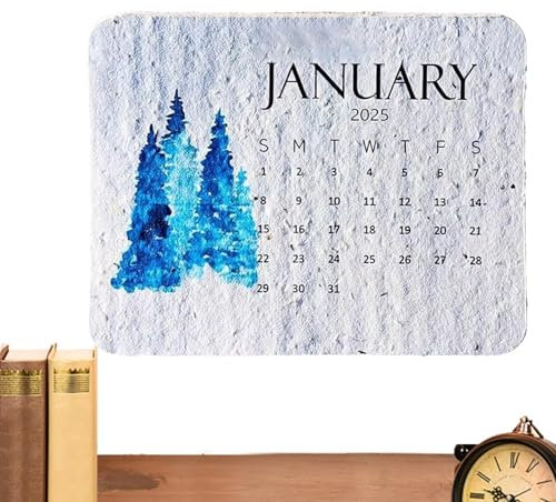 Pflanzbarer Samenkalender 2025, Umweltfreundlicher Tischkalender Aus Recyceltem, Keimendem Samenpapier, Pflanzbarer 12 Monats Kalender, Ästhetischer, Kreativer Blumenpflanzenkalender für Hause