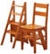 Convertible 3 in 1 Wood Ladder Chair with Display Storage Shelf and Folding Design Indoor Folding Ladder Stair Chair for Home and Library Use (Color : A Size : 35 * 46 * 90cm)