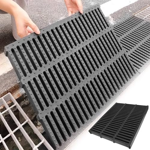 HynJGih Drainage Gutter Covers, Drainage Gutter Covers With Grates, Outdoor Drainage Gutter Rainwater Filter Panels(Thk-5cm (2))