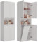 BDW Armadietto da bagno, cesto per la biancheria, 4 porte, 174 x 60 x 30 cm, mobiletto alto, mobile da bagno, mensola da bagno, mensola da bagno, mensola da bagno NEL 1K/DK (bianco)