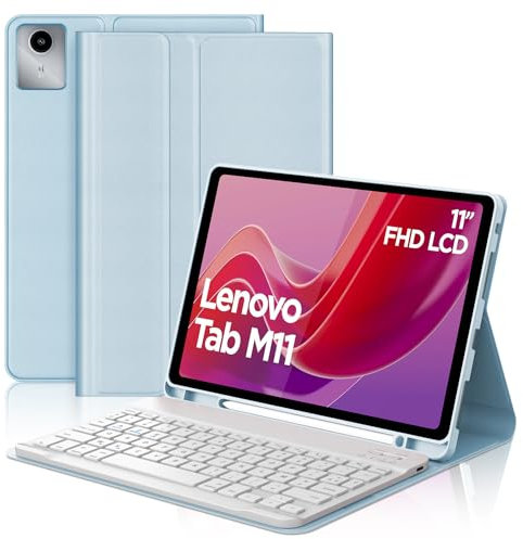 FOGARI Clavier pour Lenovo Tab M11 11'' 2024, AZERTY Français Clavier Bluetooth sans Fil, Intelligent Housse pour Lenovo Tab M11 Tablette TB-330XU/330FU - Bleu