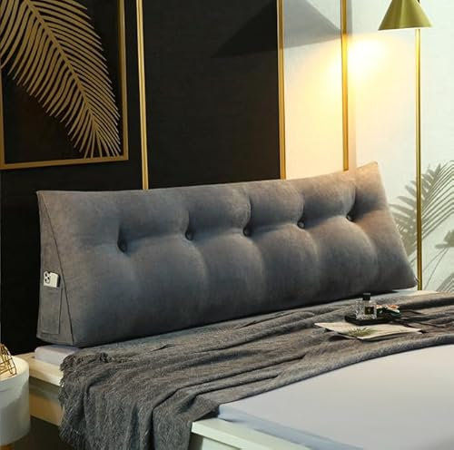 OHMG Rückenkissen 200CM,Keilkissen für Bett und Sofa geeignet,Dreieckiges Lesekissen,Kissen mit abnehmbarem und waschbarem Bezug,mit praktischem Seitenfach,Sitzkissen, Wandkissen