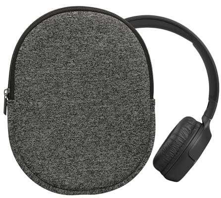 kwmobile Kopfhörer Etui Hülle kompatibel mit JBL Tune 600 / 500BT / 510BT / 450 Neopren Tasche - Case für Headset aus robustem Neopren Stoff - Anthrazit Weiß
