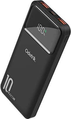 Odetrik Power Bank 22.5W PD 10000mAh Portable Charger Fast Charging Phone Battery Pack QC 3.0 External Backup Charger Compatible with 16 15 14 13 Plus Pro Max, iPad, Samsung, Tablet and More (Black)