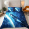 Bettbezug Set Planet; Raumschiff; Blau Drucken Betten Thema Bettwäsche Set 200x200cm 2X 80x80cm Bettwäsche Raumdekor 3St 100% Microfaser Reißverschluss
