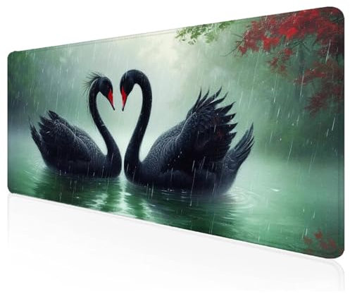 Tapis de Souris XXL 1200x600x3mm Noir,Grand Tapis de Souris Gamer Cygne avec Base en Caoutchouc Antidérapant Extended Mousepad,pour Gamer,Pc et DéCoration de Bureau,Accessoire Bureau Z-55
