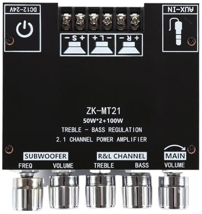 Audio Amplifier Board, Amplifier Module, 3.66x3.54x0.87 Inches 100w Subwoofer Aux Input, 2.1 Channel Home Theater Stereo Sound, Wireless Receiver for Wireless Link Speaker, System