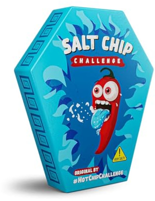 HOT CHIP SALT CHIP CHALLENGE - Der salzigste Chilli-Tortilla-Chip der Welt! Einzel verpackt Handschuh - Extrem Salziges Erlebnis für Mutige - Geschenk für Salzliebhaber, Partygag (8g)