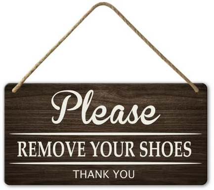 Horienteeon Please Remove Your Shoes Sign For Front Door Shoes Off Wooden Hanging Hanging For Indoor Outdoor Home Porch Wall Decor 8x16inch