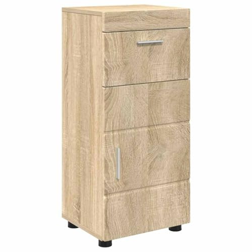 vidaXL Sonoma Oak Engineered Wood Bathroom Cabinet, Large Indoor Only 37 x 31.5 x 82 cm, Requires Assembly, Sturdy Design, Home Furniture, Shelving Unit, Dec