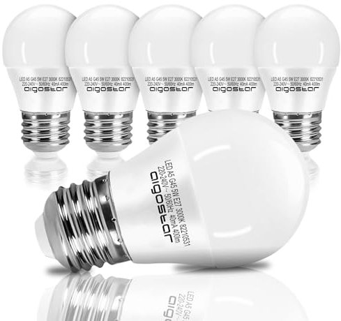 Aigostar LED Leuchtmittel E27 5W Tropfen Birne Licht Warmweiß 3000K 420 Lumen Abstrahlwinkel 180 Grad Tropfen Glühbirne 5er Verpackung