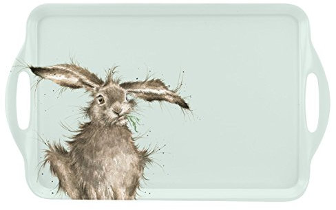 Portmeirion Home & Gifts Wrendale Large Handled Tray (Hare), Melamine, Multi Coloured, 20 x 29.5 x 48 cm