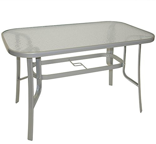 Tisch Stahl/Glas 70x120cm, silber