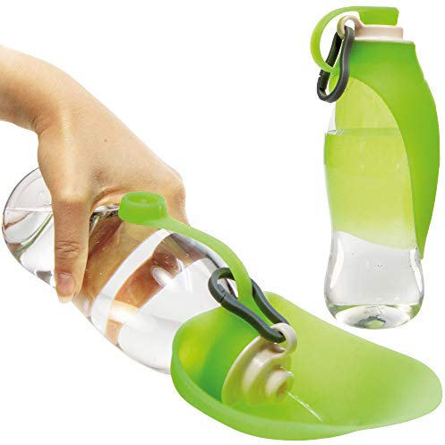 Schecker Hunde Trinkflasche Wasserflasche h2o Trinkflasche Wassernapf mit Silikon Trinkblatt Praktische Trinkflasche für unterwegs 0,6l