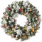 WeRChristmas Luxus, beleuchteter schneebeflockter Kranz mit 50 LED-Lichtern und Timer-Funktion, mehrfarbig, 75 cm