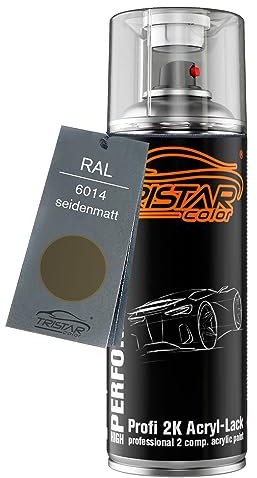TRISTARcolor RAL 6014 Gelboliv seidenmatt 2K Acryl Spraydose Sprühdose Spritzlack Sprühlack 400 ml schnelltrocknend