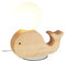 Relaxdays Nachttischlampe für Kinder, Babyzimmer, G9 7W, Deko Holzwal, Glaskugel, Wal LED Lampe 20x20x10 cm, weiß-natur