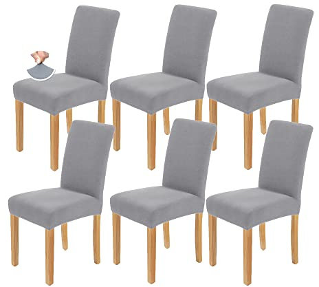 AngLink Stuhlhussen 6er Set Hellgrau - Stretch Stuhlbezug Waschbar Langlebig Universal Stuhl Hussen für Bankett Hotel Küche Restaurant Haus Hochzeit Deko
