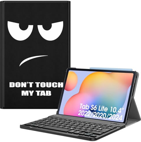 Fintie Tastatur Hülle für Samsung Galaxy Tab S6 Lite 10,4 Zoll 2024/2022/2020 Tablet - Keyboard Cover mit Magnetisch Abnehmbarer Deutscher Bluetooth Tastatur, Don't Touch