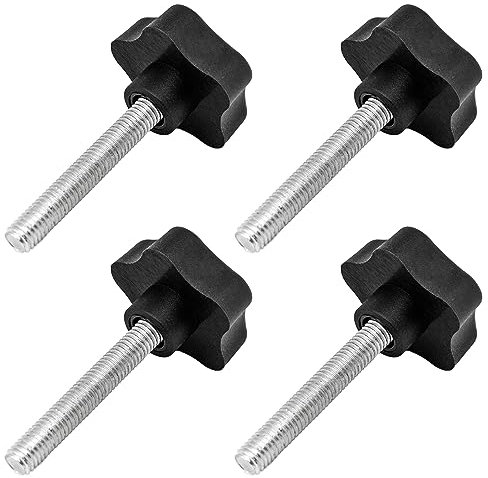 PRIOstahl Feststellschraube Sterngriffschraube Griffschraube Sternmutter - M10 x 40mm 4 Stück Sternkopfschraube Rändelschraube Schraube als Halterung & Fixierung mit Außengewinde aus Stahl