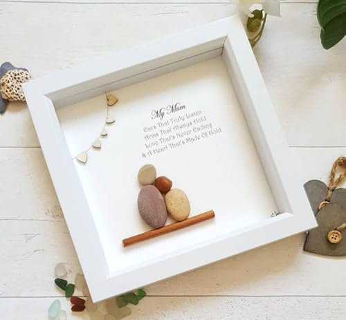My Mum Pebble Art Picture, Mum Gift From Daughter/Son, Mum Birthday Mother's Day Pebble Art Gift, Family Pebble Mummy Mom Birthday Present. (My Mum)