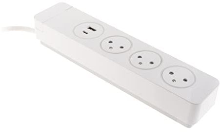 Multiprise Easy Eject 3x2P+T (16A) - 2 ports USB - Mantéa - Zenitech