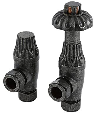 Milano Windsor - Traditional Pewter Thermostatic Angled Radiator Valves