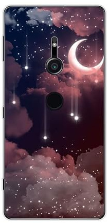 KARTXITAI Hülle Kompatibel mit Sony Xperia XZ2, Stoßfeste Schutzhülle mit Weiche Silikon Bumper Case Handyhülle Anti-Kratzt Transparent Rückseite - Sterne,Mond,Wolken,Himmel