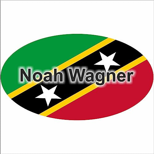 Klebeetiketten - Aufkleber - Fahne - Flagge - St Kitts - 10x6,6 cm - mit Wunschtext - Name - personalisiert - Namensaufkleber - Autoaufkleber - Racing
