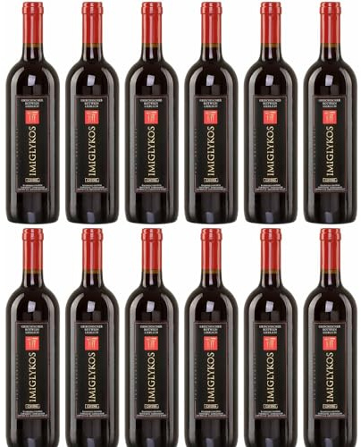 Imiglykos rot Cavino 12x 0,75l Flasche | Lieblicher Rotwein aus Griechenland | 11% Vol. | + 20ml Jassas Olivenöl