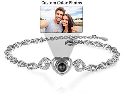 Glooraca Armbänder mit Bild innen personalisierte Foto Projektion Armband für Frauen Geschenke für Mama Freundin (Style 1)