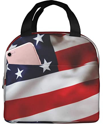 TRESILA Isolierte Lunchtasche für Damen, Kühltasche, Lunchbox/amerikanische Flagge/wiederverwendbare Lunch-Tragetasche, Crossbody, für Männer und Mädchen, Outdoor, Picknick, Arbeit