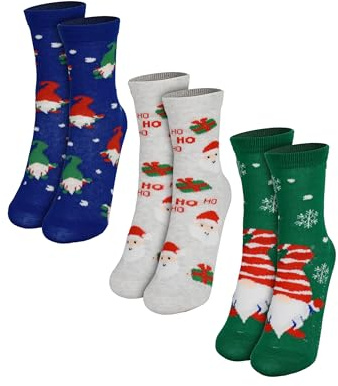 United Labels Wichtel Santa Socken für Jungen und Mädchen - Weihnachtssocken Kinder Winter Sneaker Kindersocken Söckchen (3er Pack)