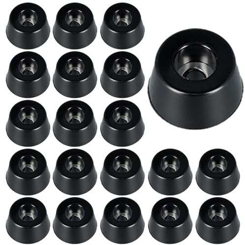 dentedeleao 20 Piezas Patas de Goma, Gomas de Apoyo, Goma Antirruido, Goma Protectora Antideslizante con Arandela Metálica para Puerta, Chopping, Altavoz, Pata de Silla (15x12x8mm, Negro)