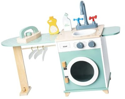 Lavatrice Giocattolo da Cucina Bambini Finta Giocattolo Lavatrice Giocattolo Set da Gioco per Lavanderia in Legno per bomboniere