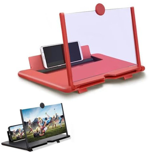Screen Magnifier 2024 Newest Version, 3D HD Mobile Phone Screen Amplifier,screen magnifier for cell phone, cell phone projector,phone magnifier screen, Compatible with All Smartphones (red,10in)