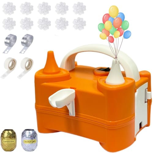 Ballonpumpe Elektrisch, Portable Luftballonpumpe Kit, 400W, 2 Modus Doppeldüse Ballonpumpe, Elektrische Luftballonpumpe für Partydekoration, Hochzeiten und Festivals