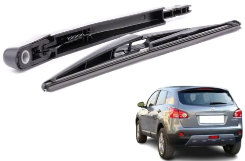 Brazo limpiaparabrisas trasero con escobilla para portón trasero/maletero, suministrado con funda protectora y compatible con Nissan Qashqai J10 J10E NJ10 de 2007 a 2014, OE 28781JD00A