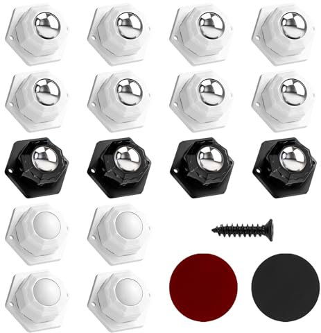 Chiluxendo 16 stück Möbelrollen 20mm Rollen für Möbel, Kugelrollen Schwerlast, Selbstklebende Rollenrad, Selbstklebendes Räder 360°, Möbelkugelrollen, Kugelrolle Selbstklebend, für Kleinmöbel
